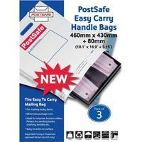 postsafe easy carry handle bags polythene recyclable 460x430mm white o ...