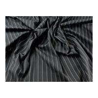 Polyester, Viscose & Lycra Pinstripe Stretch Suiting Dress Fabric Black