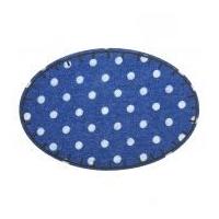 Polka Dot Denim Oval Iron On Patches Indigo Blue