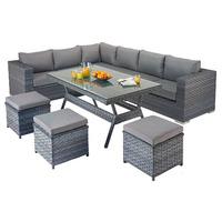 Port Royal Platinum Table Left Corner Modular Sofa Set and Table Set in Grey