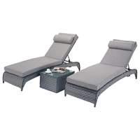 Port Royal Platinum Rattan Lounger Grey