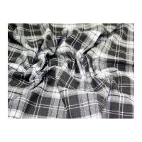 Polyester & Wool Blend Plaid Check Dress Fabric Black & Grey