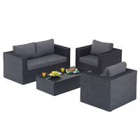 Port Royal Prestige Small Rattan Sofa Set in Black