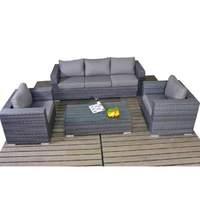 Port Royal Platinum Large Rattan Sofa Set in Grey