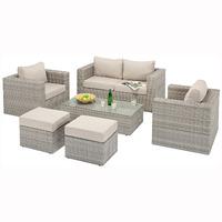 port royal luxe rustic small rattan sofa set