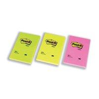 Post-it Sticky Notes Large Feint Ruled Rainbow Colour (6 x 100 Sheets)