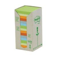 Post-it Sticky Notes Recycled Tower Pack Pastel Rainbow (16 x 100 Sheets)