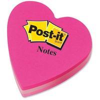 Post-it Sticky Notes (70x70 mm) Heart Shaped Mixed Pink (1 x Pack of 225 Sheets)