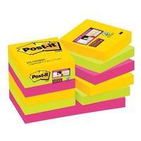 Post-It Super Sticky (51 x 51mm) Re-positional Note Pad Assorted Colours (12 x 90 Sheets) - Rio De Janeiro Collection