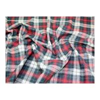 Polyester & Wool Blend Plaid Check Dress Fabric Red, Beige & Navy