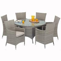 port royal luxe rustic rattan 6 seater dining set round