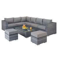 Port Royal Platinum Large Rattan Corner Sofa Grey