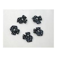 polka dot satin ribbon bows with pearl navy