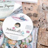 Polkadoodles Belle Papillon and Bellafleur Stamp, Paper and CD ROM Collection 404039