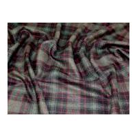 Polyester & Wool Blend Plaid Check Dress Fabric Green, Black & Red
