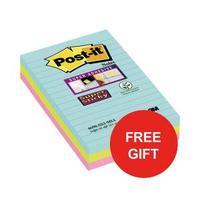 Post-It Super Sticky 101 x 152mm Meeting Notes Ruled Assorted Colours