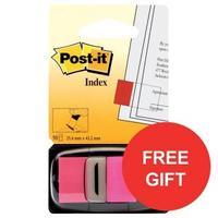 Post-It 25mm Index Flags Bright Pink 12 x 50 Flags - OFFER Buy 2 and
