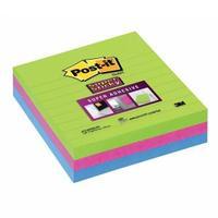 Post-it Super Sticky Removable Notes 100 x 100mm Ruled Assorted 3 x 70