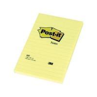 post it sticky notes large feint ruled yellow 6 x 100 sheets 660ye