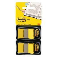 Post-it Standard Index Flags 25x44 mm Yellow 2 x Pack of 50 Flags