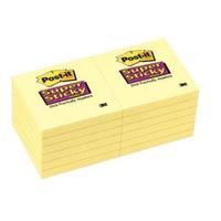 Post-It Super Sticky 76 x 76mm Removable Notes Canary Yellow 12 x 90