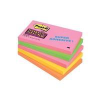 Post-it Super Sticky Note Pads 76x127mm Neon Rainbow 5 x Pack of 90