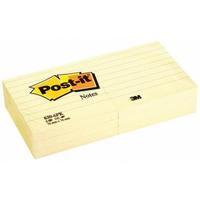 Post-it 76 x 76mm Sticky Notes Pad Feint Ruled Yellow 6 x 100 Sheets