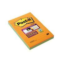 Post-It 3M Super Sticky 102 x 152mm Notes Ruled Assorted Colours 3 x