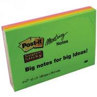 Post-it Meeting Notes Super Sticky Neon Assorted 152 x 101mm Pack of 4