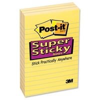Post-it Super Sticky Notes Ruled Yellow 6 x 90 Sheets 660S