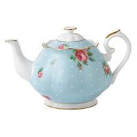 polka blue vintage teapot