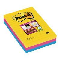 Post-it Super Sticky XXL Lined Rio Colours Notes Pack of 3 4690-SS3RIO