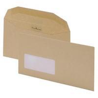 Postmaster Envelopes Wallet Gummed with Window 80gsm Manilla DL Pack