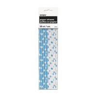 Powder Blue Polka Dot Paper Straws 10 Pack