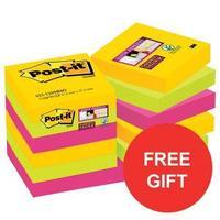 Post-It Super Sticky 51 x 51mm Re-positional Note Pad Assorted Colours