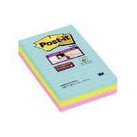 Post-It Super Sticky 101 x 152mm Meeting Notes Ruled Assorted Colours