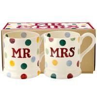 Polka Dot Mr & Mrs Set of 2 1/2 Pint Mugs Boxed