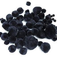 Pom-Poms. Black. Pack of 100