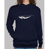 porpoise - woman, hooded sweater, dark blue