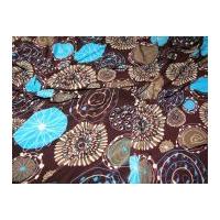 Poly Lycra Stretch Jersey Dress Fabric Brown & Turquoise