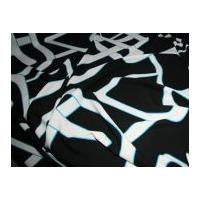 Polyester Print Dress Fabric Black, Cream & Turquoise