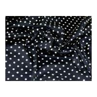 Polka Dot Print Stretch Cotton Dress Fabric Navy Blue & White