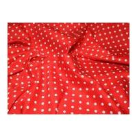 Polka Dot Print Stretch Cotton Dress Fabric Red & White