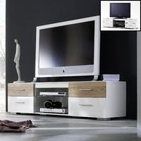 Portland LCD TV Stand In White High Gloss And Oak