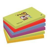 Post-It Super Sticky (76 x 127mm) Re-positional Note Pads Assorted Colours (6 x 90 Sheets) - Marrakesh Collection