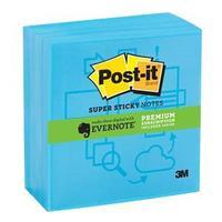 Post-It Super Sticky Cube Note Pad (90 Sheets Per Pad) 76mm x 76mm (Electric Blue Pack of 4 Pads)