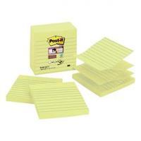 Post-It 3M Super Sticky (101 x 101mm) Z-Notes Lined Yellow (5 x 90 Sheets)