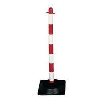 POST RED/WHITE FREESTANDING SQUARE RUBBER BASE, QTY 1