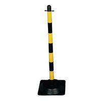 POST YELLOW/BLACK FREESTANDING SQUARE RUBBER BASE, QTY 1