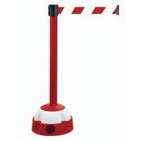 POST WITH STRAP ON PARKING MARKER, RED TUBE, RED/WHITE STRAP, RED/WHITE BASE